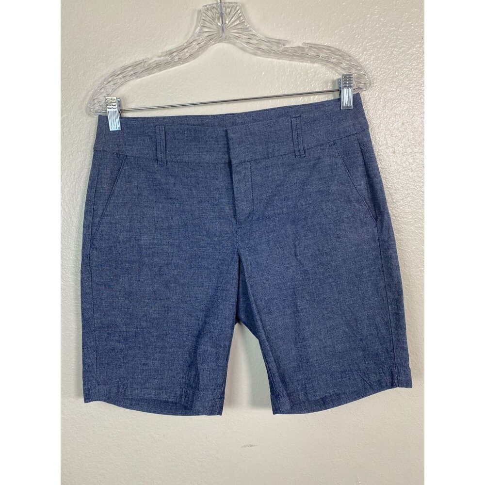 J. Crew Women Blue Chambray Shorts Size 4 Cotton Blend 9" Casual Classic capsule